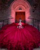 Ruffled Red Quinceanera Dress Sequin Sweetheart Neck Vestidos De 15 Anos Off Shoulder Instagram Gown