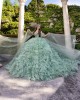 Sage Green Quince Dress Ruffled Wear Pageant Sleeveless Sweet 15 Gowns Sweetheart Neck Birthday Party Dresses