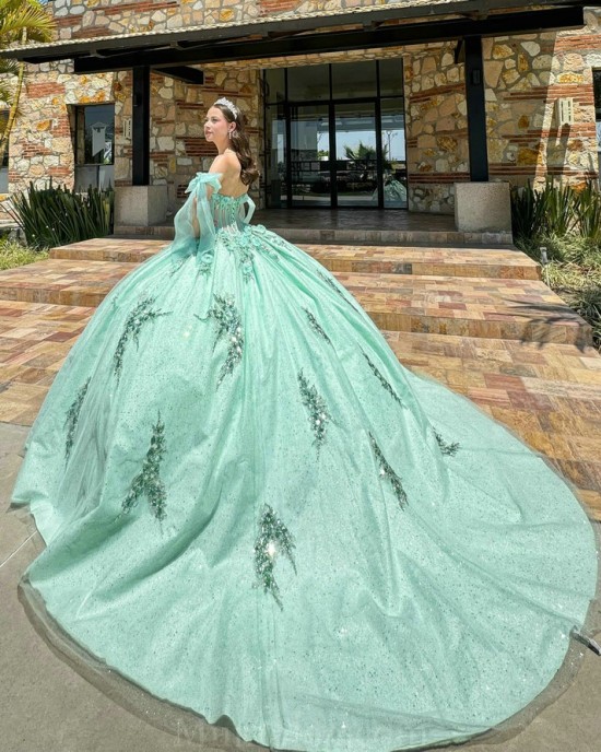 Sagr Green Quinceanera Dresses Sweetheart Neck 2024 Ball Gown Sleeveless Princess Dress Lace Appliques Vestidos De 15 Anos