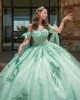 Sagr Green Quinceanera Dresses Sweetheart Neck 2024 Ball Gown Sleeveless Princess Dress Lace Appliques Vestidos De 15 Anos