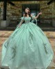 Sagr Green Quinceanera Dresses Sweetheart Neck 2024 Ball Gown Sleeveless Princess Dress Lace Appliques Vestidos De 15 Anos