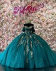 Sequin Emerald Green Quinceanera Dress Off Shoulder Vestidos De 15 Anos Sweetheart Neck Girls Gowns Lace Appliques Princess Dress With Bow