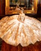 Shiny Champagne Quinceanera Dresses Sequin Vestidos De 15 Anos Luxury Crystal Birthday Princess Party Gown