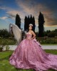 Sleeveless Coral Quinceanera Dress Sweet 15 Gowns Sequin Wear Pageant Sweetheart Neck Vestidos De 15 Anos With Bow