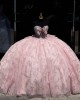 Sleeveless Crystal Vestidos De 15 Anos Pink Quinceanera Dress Sweetheart Neck Glitter Sequin Sweet 15 Gowns With Bow