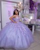 Sleeveless Lavender Quinceanera Dress Lace Applique Ball Gown Formal Graduation Gowns Vestidos De 15 Anos Customized