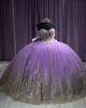 Sleeveless Lilac Quinceanera Dress Sheer Bodice Sweet 15 Gowns Sequin Wear Pageant Lace Appliques Sweetheart Neck Vestidos De 15 Anos With Bow