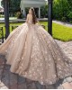 Sleeveless Nude Quinceanera Dress Crystal Birthday Party Gowns Sweetheart Neck Vestidos De 15 Anos With 3D Flowers