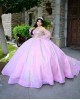 Sleeveless Pink Quinceanera Dress Sequin Crystal Birthday Party Gowns Lace Appliques Sweetheart Neck Vestidos De 15 Anos