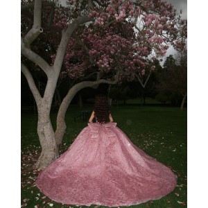 Strapless Corset Pink Quinceanera Dresses 2024 Sparkly Sweet 15 Dress