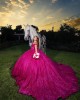 Sweetheart Neck Fuchsia Quinceanera Dress Sequin Vestidos De 15 Anos Off Shoulder Instagram Gown