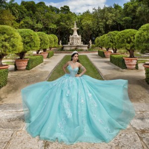 Sweetheart Neck Aqua Blue Quinceanera Dress Sweet 15 Gowns Sequin XV Anos Lace Appliques Sleeveless Vestidos De 15 Anos