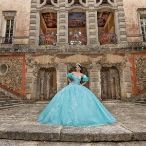 Sweetheart Neck Aqua Blue Quinceanera Dress Sweet 15 Gowns Sequin XV Anos Lace Appliques Sleeveless Vestidos De 15 Anos