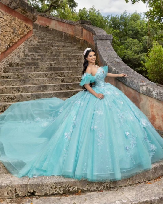 Sweetheart Neck Aqua Blue Quinceanera Dress Sweet 15 Gowns Sequin XV Anos Lace Appliques Sleeveless Vestidos De 15 Anos