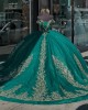 Sweetheart Neck Emerald Green Quinceanera Dresses Ball Gown Sparkly Sweet 16 Dresses 15 Anos