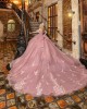 Sweetheart Neck Pink Quinceanera Dress Off Shoulder Vestidos De 15 Anos Sequin Girls Princess Dress