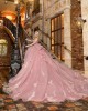 Sweetheart Neck Pink Quinceanera Dress Off Shoulder Vestidos De 15 Anos Sequin Girls Princess Dress