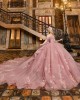 Sweetheart Neck Pink Quinceanera Dress Off Shoulder Vestidos De 15 Anos Sequin Girls Princess Dress