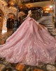 Sweetheart Neck Pink Quinceanera Dress Off Shoulder Vestidos De 15 Anos Sequin Girls Princess Dress