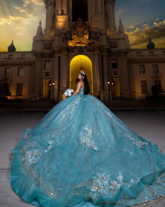 Sweetheart Neck Quinceanera Dress Aqua Blue Vestidos De 15 Anos Sleeveless Sequin Sweet 15 Gowns With 3D Flowers