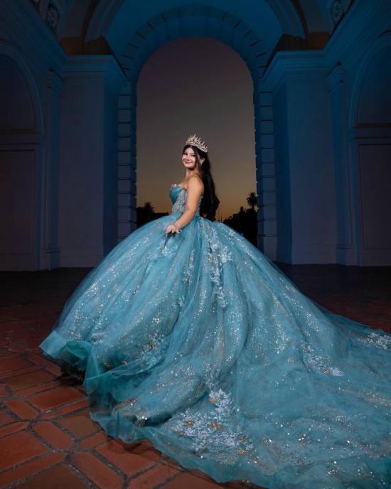 Sweetheart Neck Quinceanera Dress Aqua Blue Vestidos De 15 Anos Sleeveless Sequin Sweet 15 Gowns With 3D Flowers