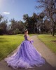 Off Shoulder Beading Lace Appliques Lavender Quinceanera Dresses With 3D Floral Appliqués