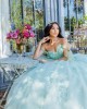 Off Shoulder Sweetheart Neckline Beaded Mint Green Quinceanera Dresses