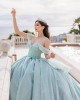 Off Shoulder Sweetheart Neckline Beaded Mint Green Quinceanera Dresses