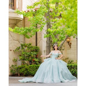 Off Shoulder Sweetheart Neckline Beaded Mint Green Quinceanera Dresses