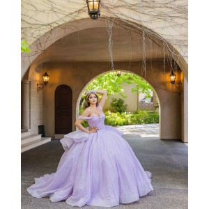 Off Shoulder Sweetheart Neckline Beaded Purple Quinceanera Dresses