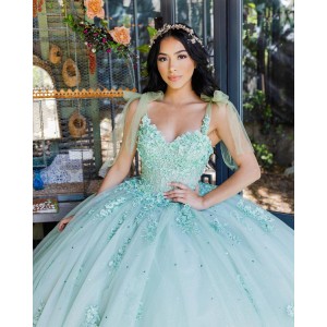 Off Shoulder Sweetheart Neckline Beading Lace Appliques Mint Green Quinceanera Dresses