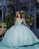 Off Shoulder Sweetheart Neckline Lace Appliques Mint Green Quinceanera Dresses