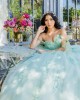 Off Shoulder Sweetheart Neckline Lace Appliques Mint Green Quinceanera Dresses