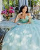 Off Shoulder Sweetheart Neckline Lace Appliques Mint Green Quinceanera Dresses