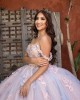 Off Shoulder Sweetheart Neckline Light Blue Quinceanera Dresses With Color Butterfly