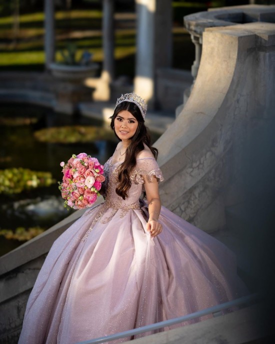 Sweetheart Neckline Off Shoulder Beading Sequins Pink Quinceanera Dresses