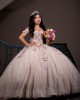 Sweetheart Neckline Off Shoulder Lace Appliques Pink Quinceanera Dresses With Bow