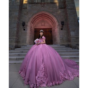 Sweetheart Neckline Off Shoulder Lace Appliques Violet Quinceanera Dresses With Bow