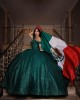 Sweetheart Neckline Off Shoulder Sequin Emerald Green Quinceanera Dresses