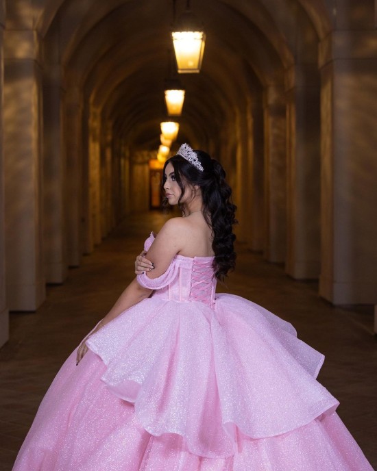 Off Shoulder Beading Ball Gown Sweetheart Neckline Pink Quinceanera Dresses