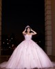 Off Shoulder Lace Appliques Ball Gown Sweetheart Neckline Pink Quinceanera Dresses