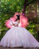 Off Shoulder Sweetheart Neckline Ball Gown Lace Appliques Pink Quinceanera Dresses