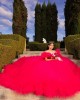 Puff Sleeve Beading Ball Gown Sweetheart Neckline Sequin Berry Red Quinceanera Dresses