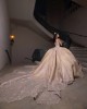 Sleeveless Beading Ball Gown Sweetheart Neckline Lace Appliques Champagne Quinceanera Dresses