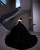 Sleeveless Metallic Sequin Ball Gown Black Quinceanera Dresses