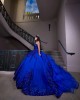 Sleeveless Metallic Sequin Ball Gown Royal Blue Quinceanera Dresses