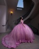 Sweetheart Neckline Off Shoulder Ball Gown Lace Appliques Pink And White Quinceanera Dresses