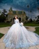 Sweetheart Neckline Long Sleeve Feather Ball Gown Sequin Nude Quinceanera Dress