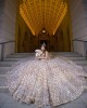 Sweetheart Neckline Sleeveless Ball Gown Sequin Champagne Quinceanera Dresses With Bow