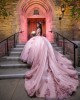 Three-Dimensional Embroidered Ball Gown Sweetheart Neckline Off Shoulder Lace Appliques Pink Quinceanera Dresses